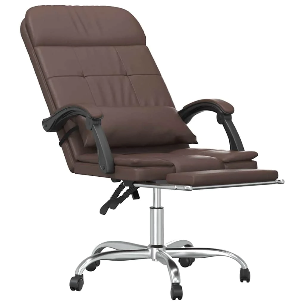 Fauteuil de massage inclinable de bureau 63 x 56 x 122 cm marron similicuir – modèle 2 – vue en situation