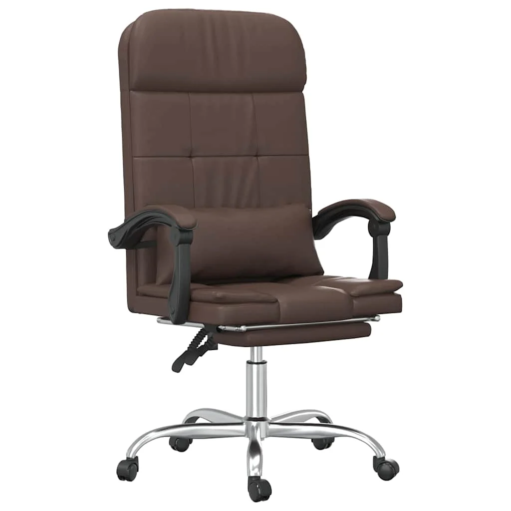 Fauteuil de massage inclinable de bureau 63 x 56 x 122 cm marron similicuir – modèle 2 – vue de face