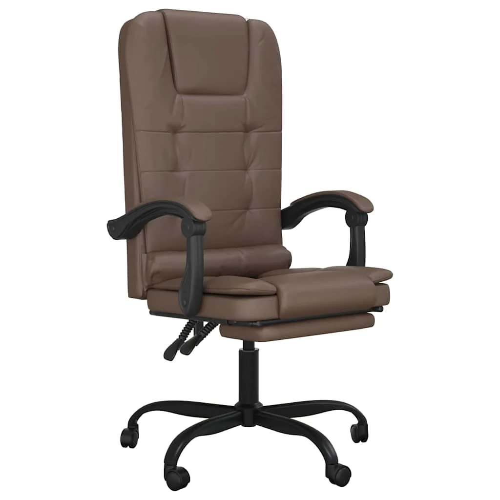 Fauteuil de massage inclinable de bureau 63 x 56 x 122 cm marron similicuir – vue de face
