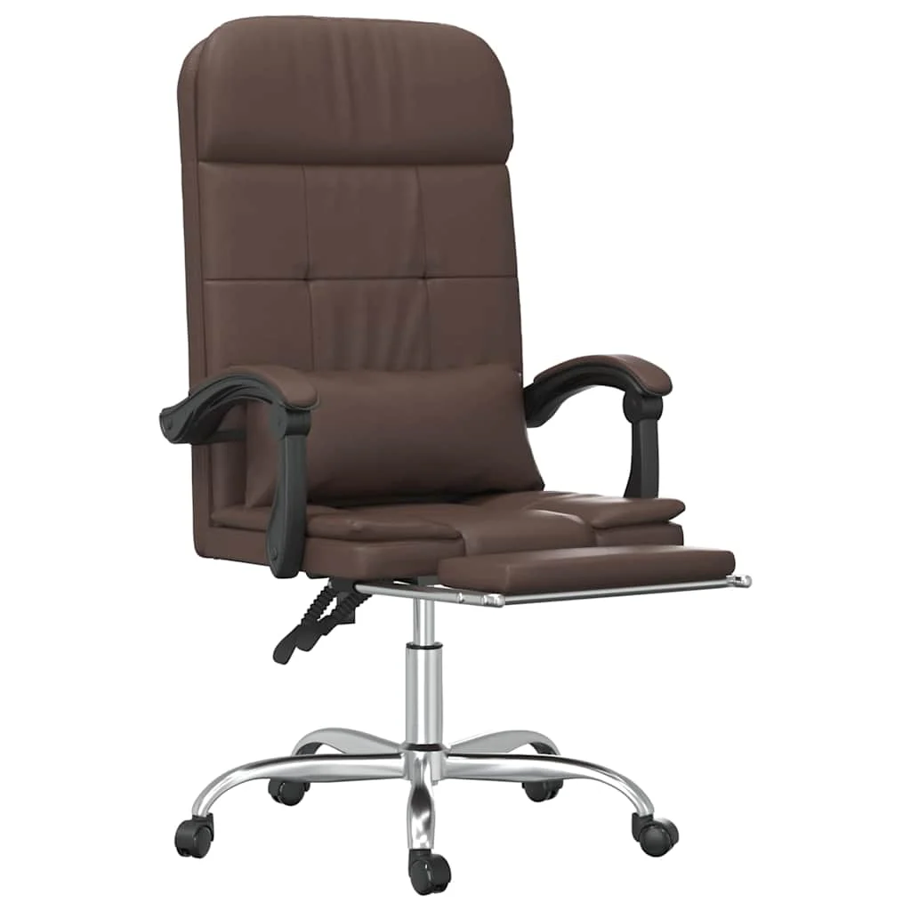 Fauteuil de massage inclinable de bureau 63 x 56 x 122 cm marron similicuir – modèle 2 – vue de détail
