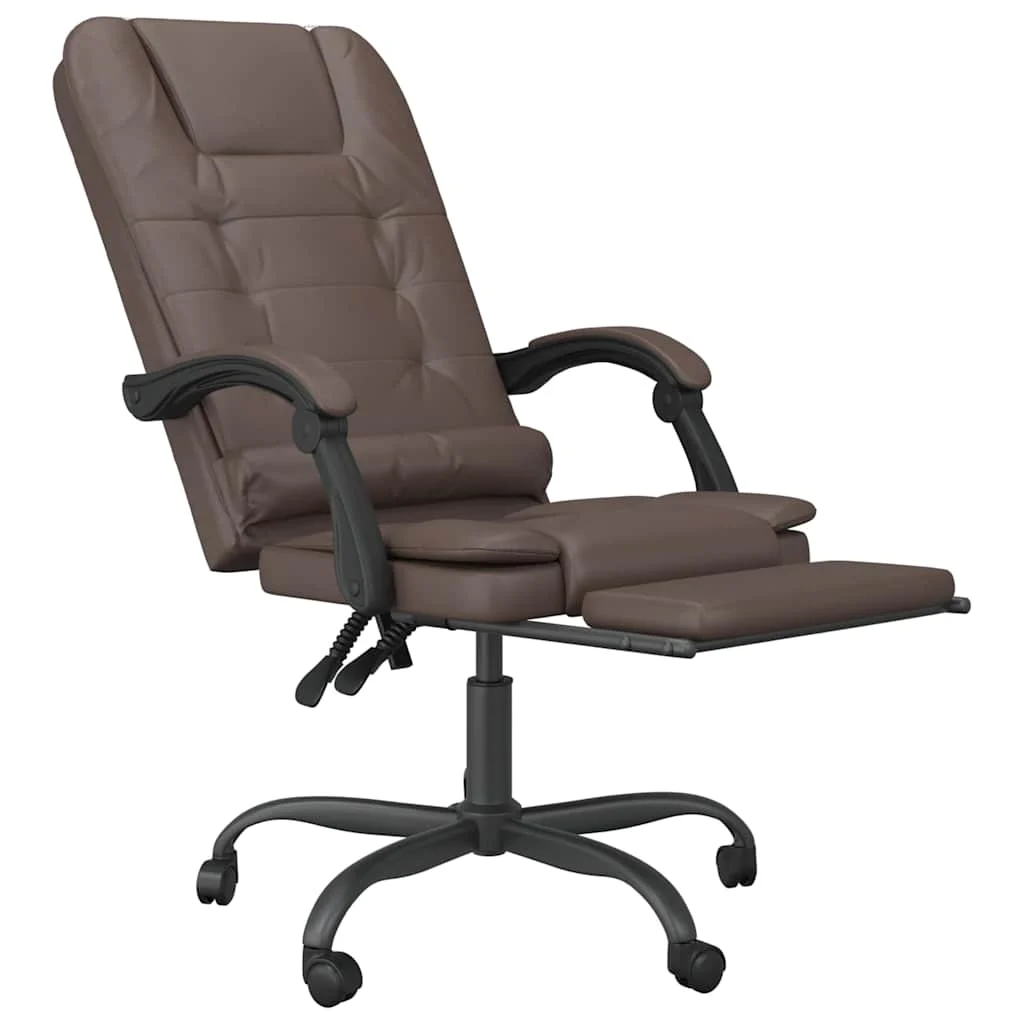 Fauteuil de massage inclinable de bureau 63 x 56 x 122 cm marron similicuir – vue de détail