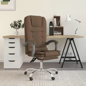 Fauteuil de massage inclinable de bureau 63 x 56 x 122 cm marron tissu – vue d’ensemble