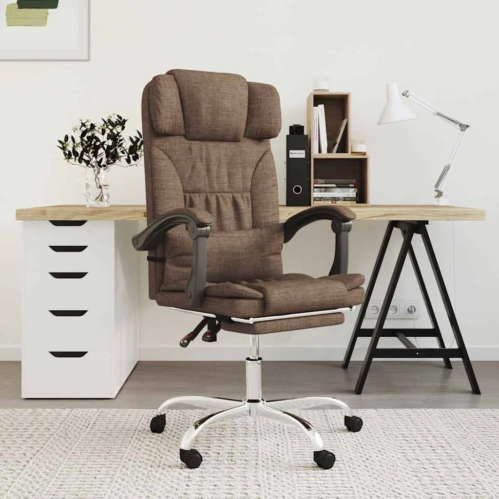 Fauteuil de massage inclinable de bureau 63 x 56 x 122 cm marron tissu – modèle 3 – vue d’ensemble
