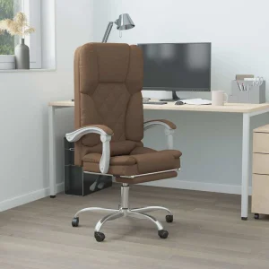 Fauteuil de massage inclinable de bureau 63 x 56 x 122 cm marron tissu – modèle 2 – vue d’ensemble