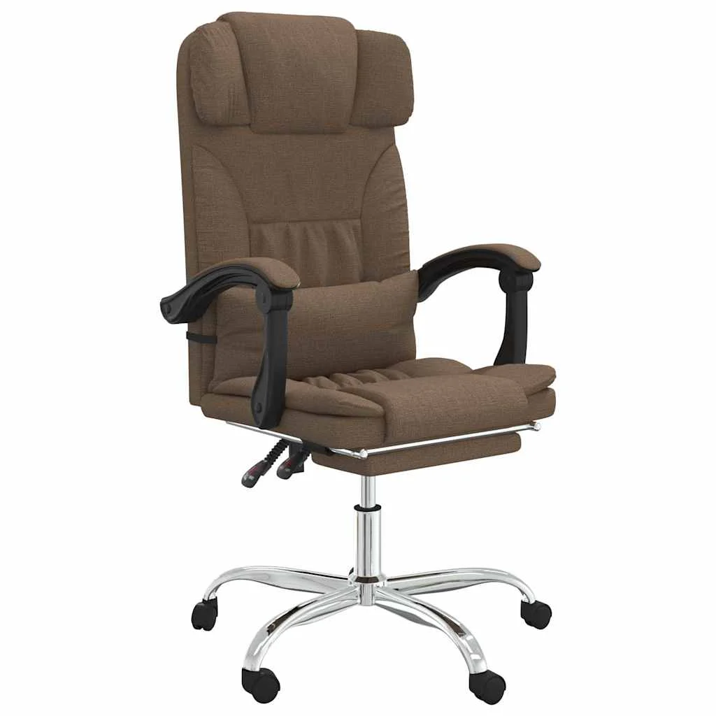 Fauteuil de massage inclinable de bureau 63 x 56 x 122 cm marron tissu – modèle 3 – vue de face