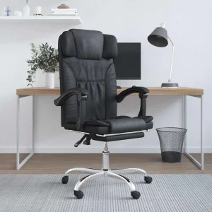 Fauteuil de massage inclinable de bureau 63 x 56 x 122 cm noir similicuir – modèle 3 – vue d’ensemble
