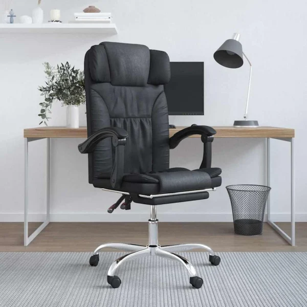 Fauteuil de massage inclinable de bureau 63 x 56 x 122 cm noir similicuir – modèle 3 – vue d’ensemble
