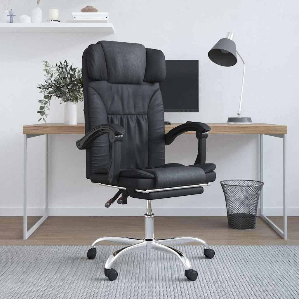 Fauteuil de massage inclinable de bureau 63 x 56 x 122 cm noir similicuir – modèle 3 – vue d’ensemble