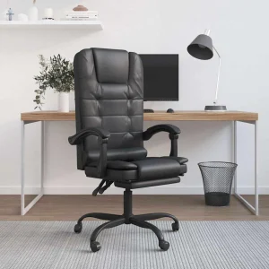 Fauteuil de massage inclinable de bureau 63 x 56 x 122 cm noir similicuir – modèle 4 – vue d’ensemble