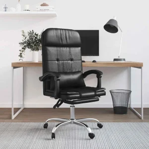 Fauteuil de massage inclinable de bureau 63 x 56 x 122 cm noir similicuir – modèle 5 – vue d’ensemble