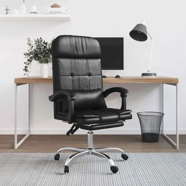 Fauteuil de massage inclinable de bureau 63 x 56 x 122 cm noir similicuir – modèle 5 – vue d’ensemble
