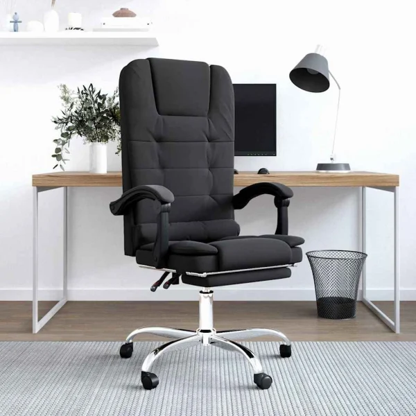 Fauteuil de massage inclinable de bureau 63 x 56 x 122 cm noir similicuir – vue d’ensemble