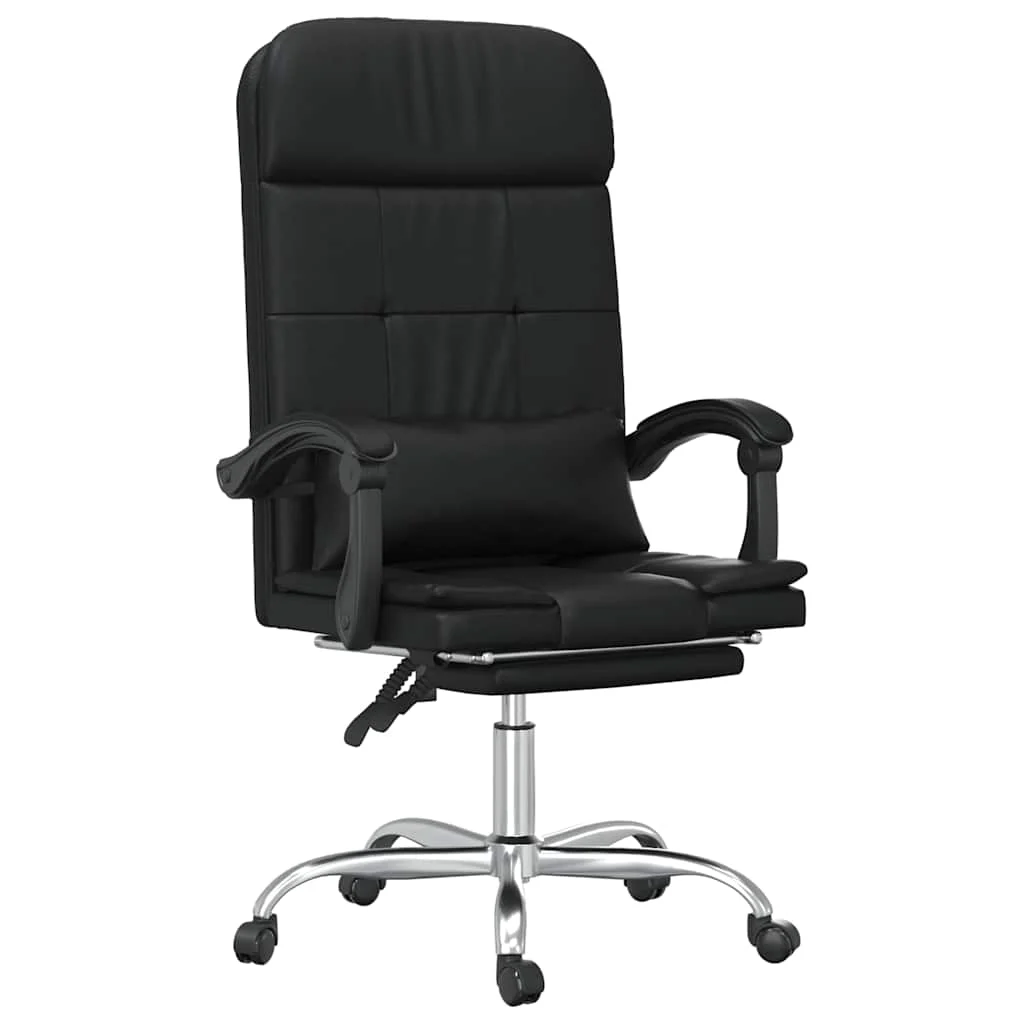 Fauteuil de massage inclinable de bureau 63 x 56 x 122 cm noir similicuir – modèle 2 – vue de face