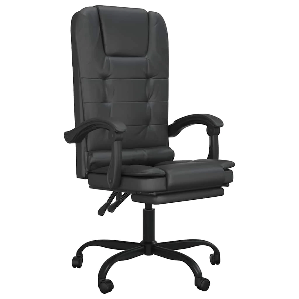 Fauteuil de massage inclinable de bureau 63 x 56 x 122 cm noir similicuir – modèle 4 – vue de face
