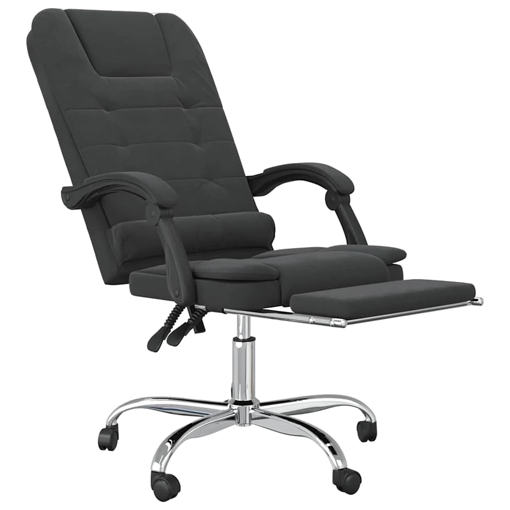Fauteuil de massage inclinable de bureau 63 x 56 x 122 cm noir velours – vue de dessus