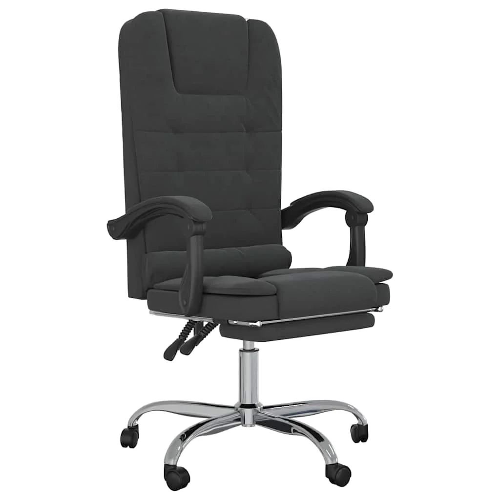 Fauteuil de massage inclinable de bureau 63 x 56 x 122 cm noir velours – vue de face