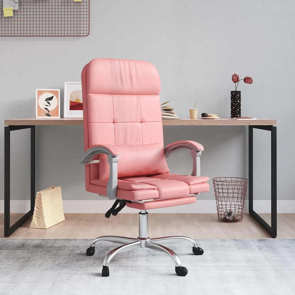 Fauteuil de massage inclinable de bureau 63 x 56 x 122 cm rose similicuir – vue d’ensemble