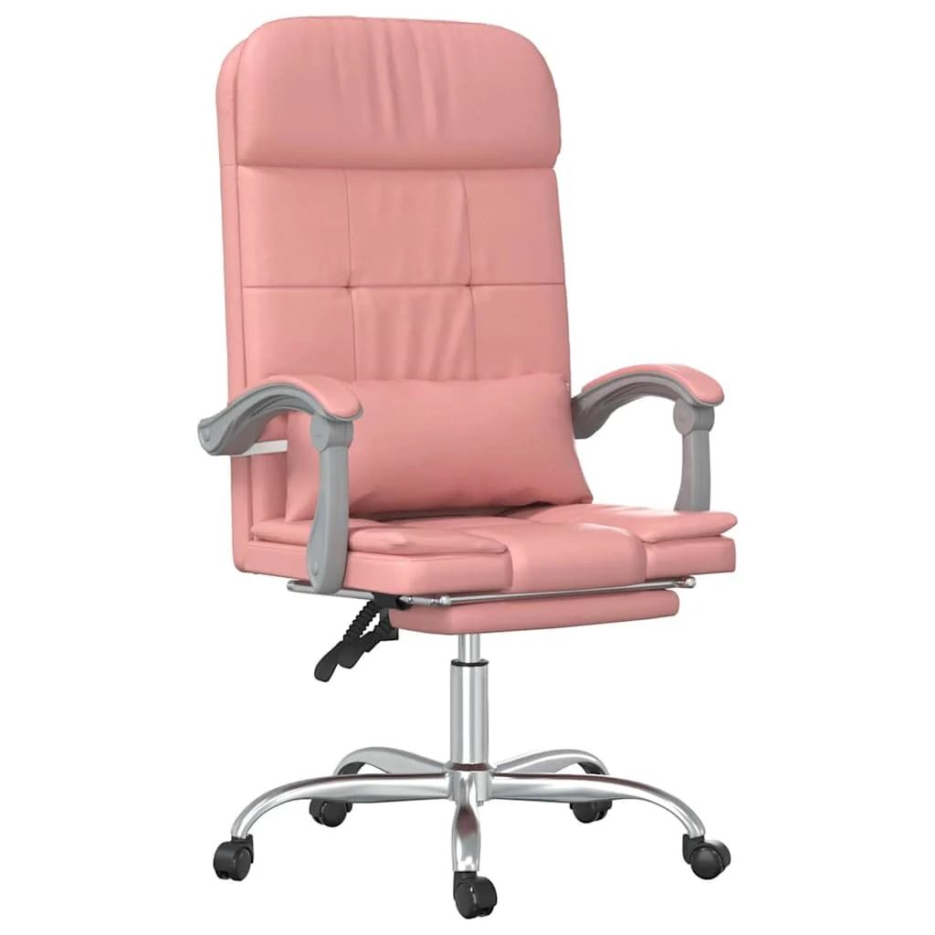 Fauteuil de massage inclinable de bureau 63 x 56 x 122 cm rose similicuir – vue de face