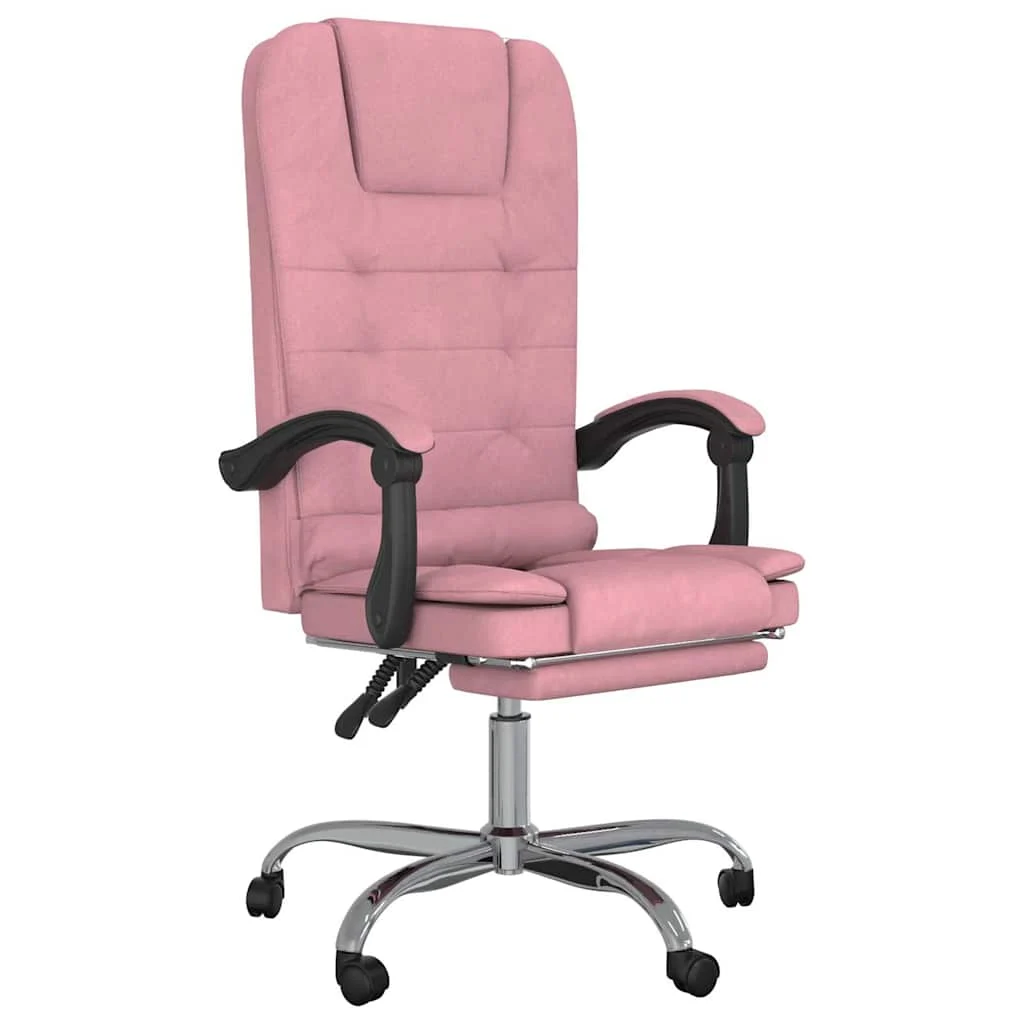 Fauteuil de massage inclinable de bureau 63 x 56 x 122 cm rose velours – vue de face