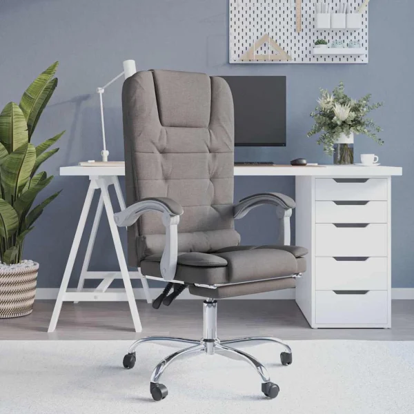 Fauteuil de massage inclinable de bureau 63 x 56 x 122 cm taupe tissu – vue d’ensemble
