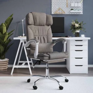 Fauteuil de massage inclinable de bureau 63 x 56 x 122 cm taupe tissu – modèle 3 – vue d’ensemble
