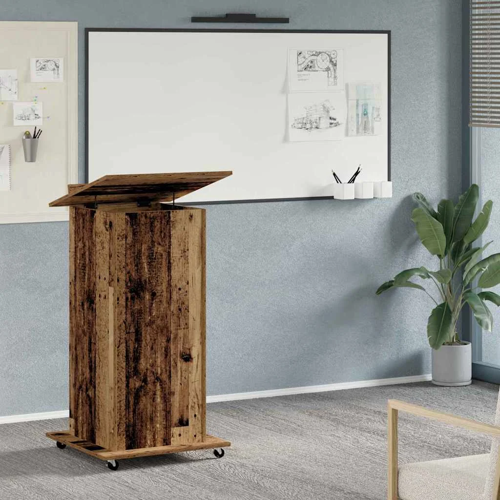 Podium 55 x 55 x 107 cm bois ancien bois d'ingénierie – vue d’ensemble