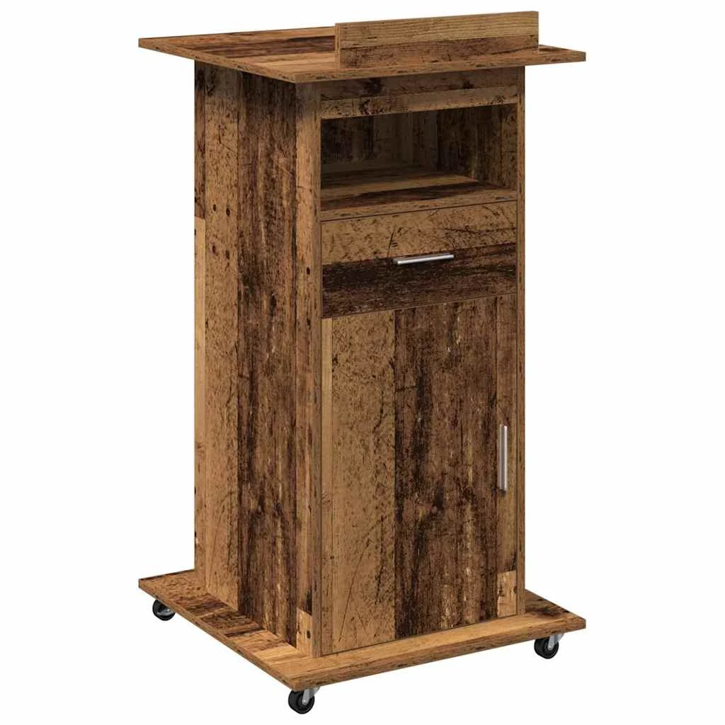 Podium 55 x 55 x 107 cm bois ancien bois d'ingénierie – vue de côté