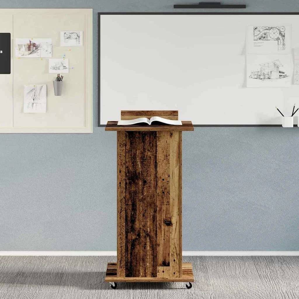 Podium 55 x 55 x 107 cm bois ancien bois d'ingénierie – vue en situation