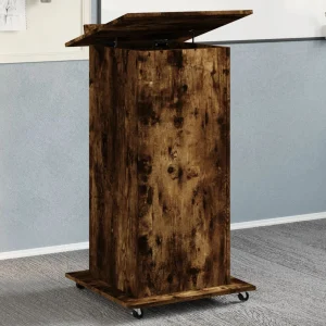 Pupitre et roues et tiroir 55 x 55 x 107 cm chêne fumé bois d'ingénierie – vue d’ensemble