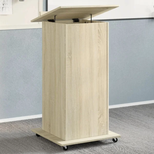 Pupitre et roues et tiroir 55 x 55 x 107 cm chêne sonoma bois d'ingénierie – vue d’ensemble