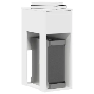 Support de tour d'ordinateur avec tiroir 30 x 44 x 74 cm blanc bois d'ingénierie – vue d’ensemble