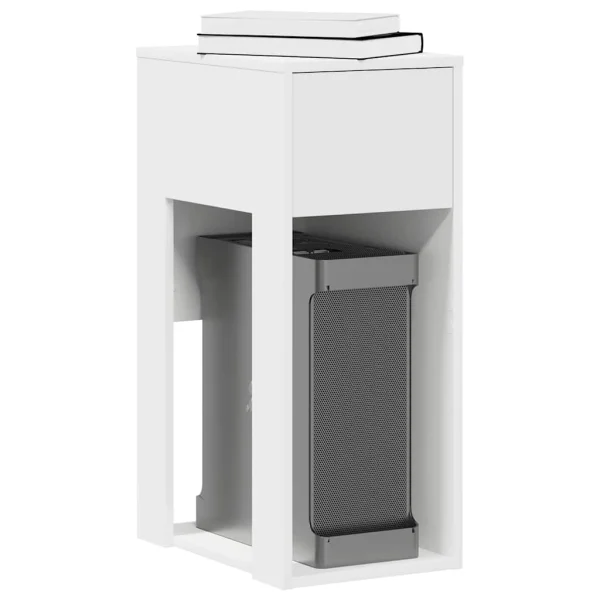 Support de tour d'ordinateur avec tiroir 30 x 44 x 74 cm blanc bois d'ingénierie – vue d’ensemble
