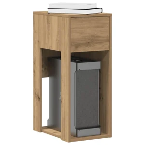 Support de tour d'ordinateur tiroir 30 x 44 x 74 cm chêne artisanal bois d'ingénierie – vue d’ensemble