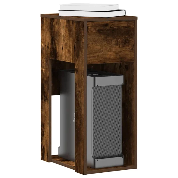 Support de tour d'ordinateur et tiroir 30 x 44 x 74 cm chêne fumé bois d'ingénierie – vue d’ensemble