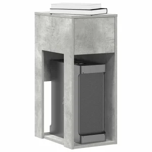 Support de tour d'ordinateur et tiroir 30 x 44 x 74 cm gris béton bois d'ingénierie – vue d’ensemble