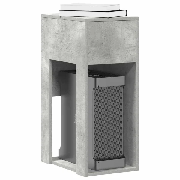 Support de tour d'ordinateur et tiroir 30 x 44 x 74 cm gris béton bois d'ingénierie – vue d’ensemble