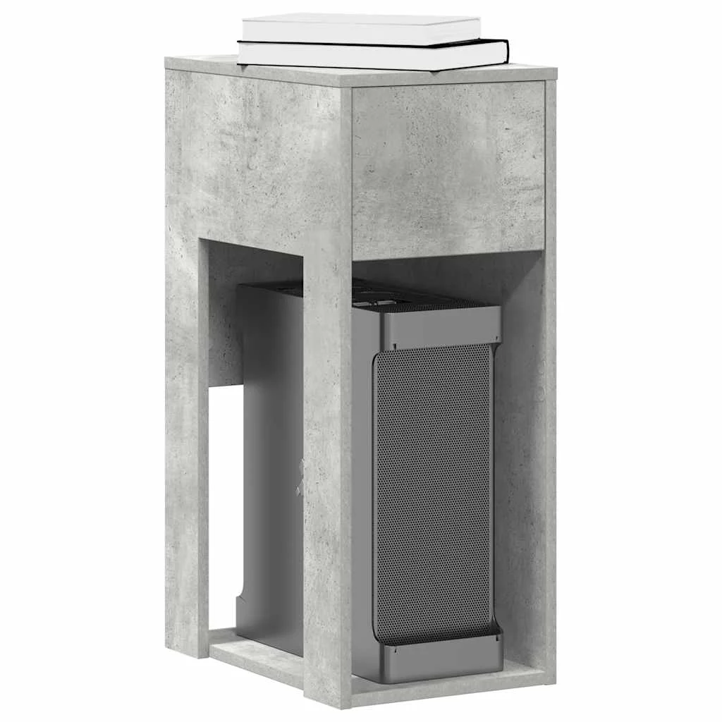 Support de tour d'ordinateur et tiroir 30 x 44 x 74 cm gris béton bois d'ingénierie – vue d’ensemble