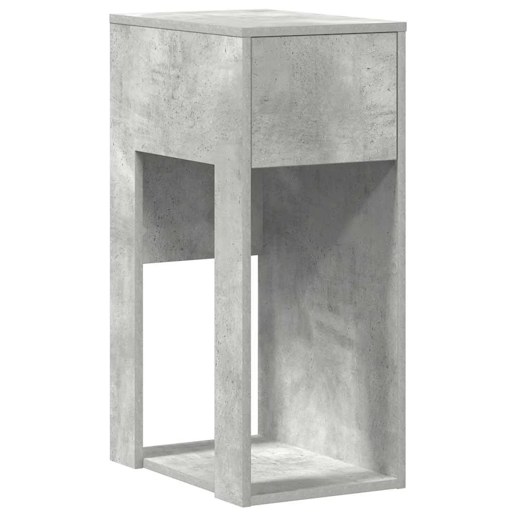 Support de tour d'ordinateur et tiroir 30 x 44 x 74 cm gris béton bois d'ingénierie – vue de face