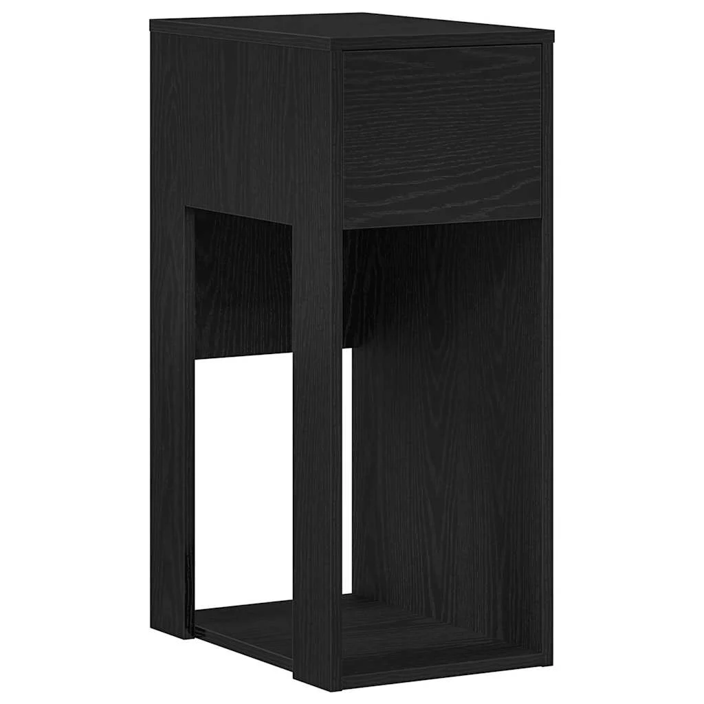Support de tour d'ordinateur avec tiroir 30 x 44 x 74 cm noir bois d'ingénierie – vue de face