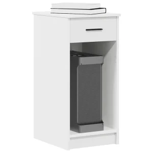 Support de tour d'ordinateur avec tiroir 35 x 45 x 77 cm blanc bois d'ingénierie – vue d’ensemble