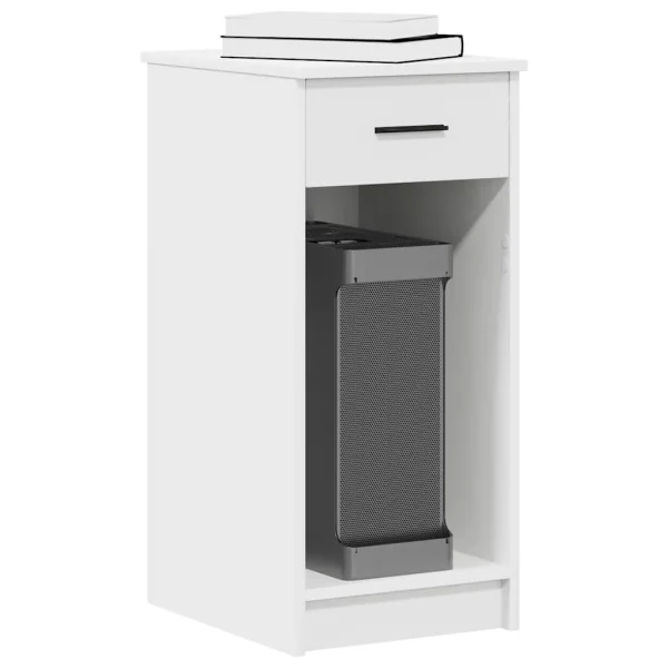 Support de tour d'ordinateur avec tiroir 35 x 45 x 77 cm blanc bois d'ingénierie – vue d’ensemble