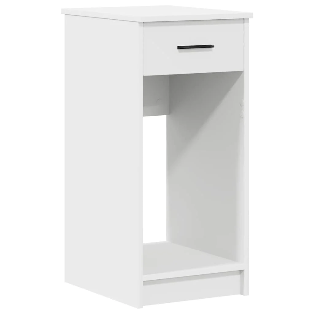 Support de tour d'ordinateur avec tiroir 35 x 45 x 77 cm blanc bois d'ingénierie – vue de face