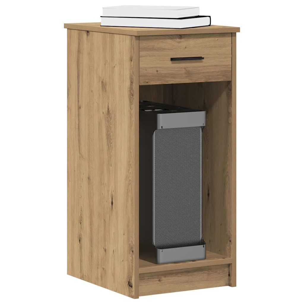 Support de tour d'ordinateur tiroir 35 x 45 x 77 cm chêne artisanal bois d'ingénierie – vue d’ensemble