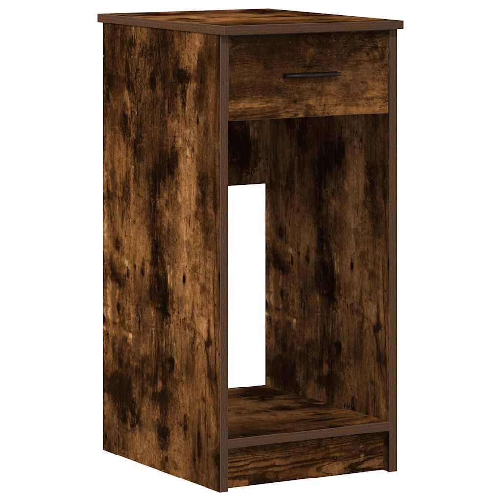 Support de tour d'ordinateur et tiroir 35 x 45 x 77 cm chêne fumé bois d'ingénierie – vue de face