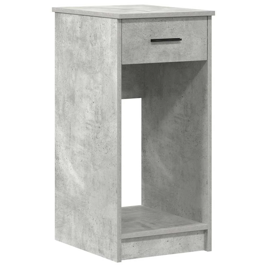 Support de tour d'ordinateur et tiroir 35 x 45 x 77 cm gris béton bois d'ingénierie – vue de face