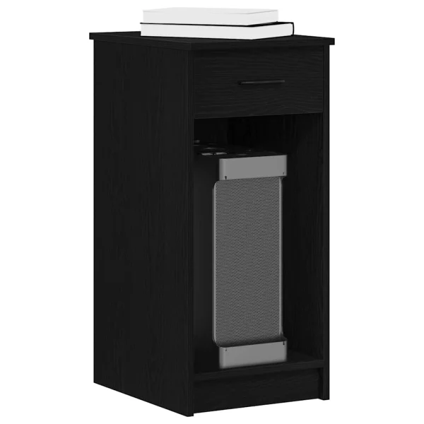 Support de tour d'ordinateur avec tiroir 35 x 45 x 77 cm noir bois d'ingénierie – vue d’ensemble
