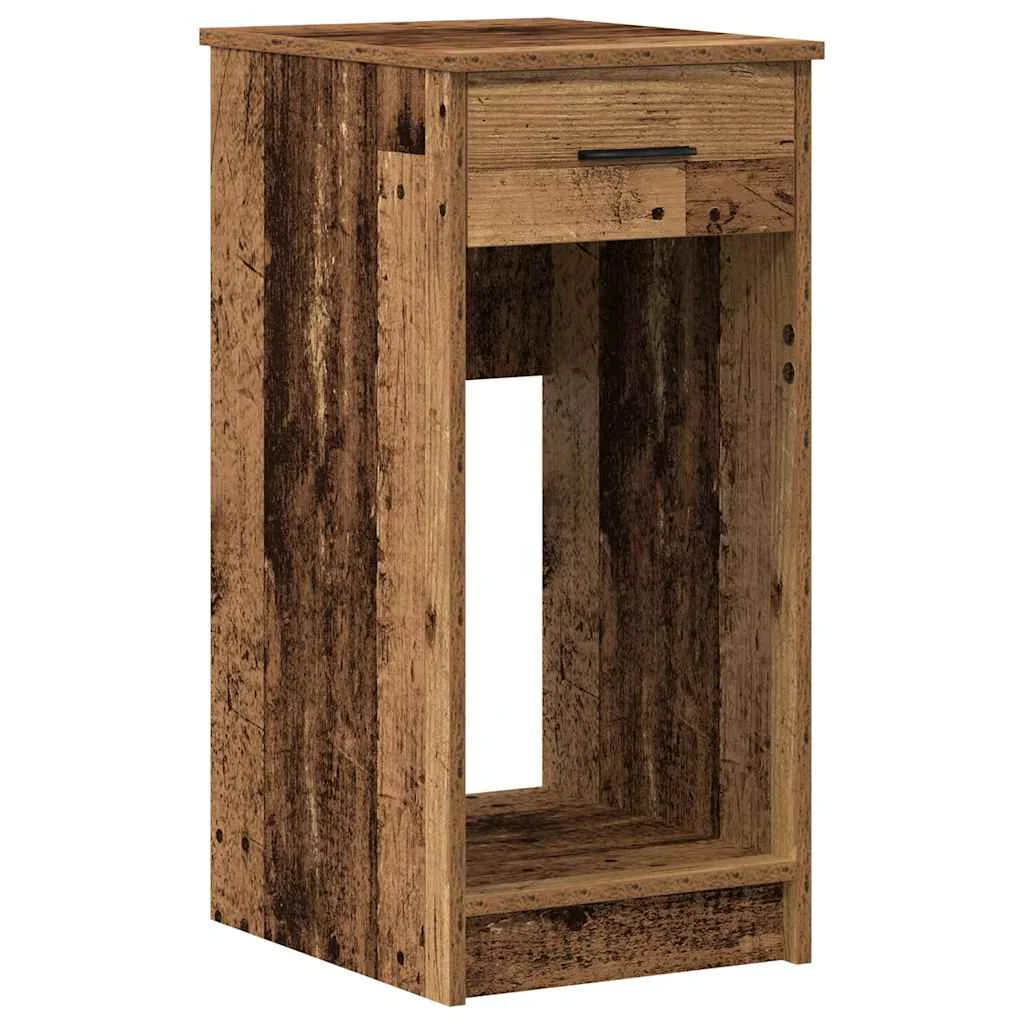 Support de tour d'ordinateur avec tiroir 35 x 45 x 77 cm vieux bois bois d'ingénierie – vue de face
