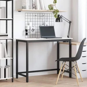 Table 100 x 50 x 77 cm blanc bois d'ingénierie – vue d’ensemble