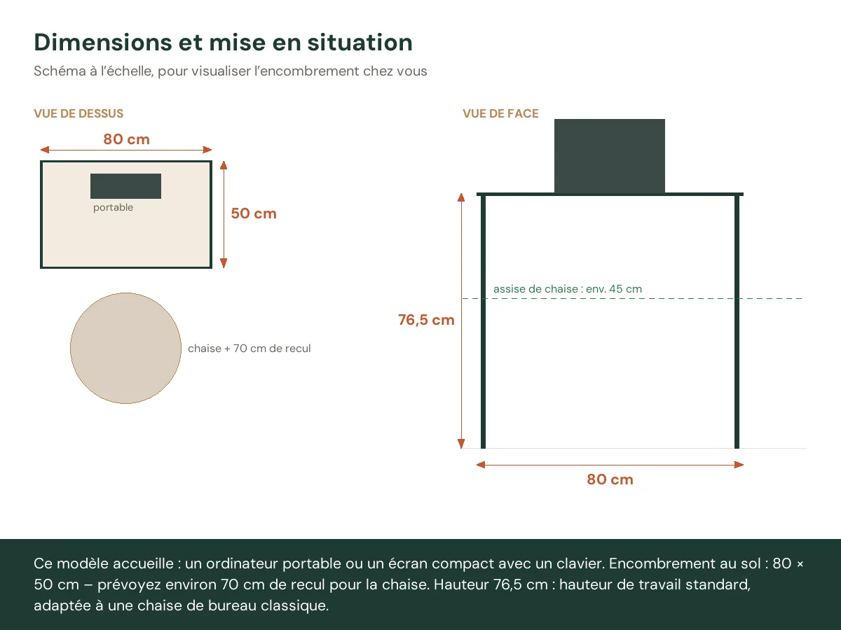 Table 80 x 50 x 76,5 cm bois ancien bois d'ingénierie – vue de face