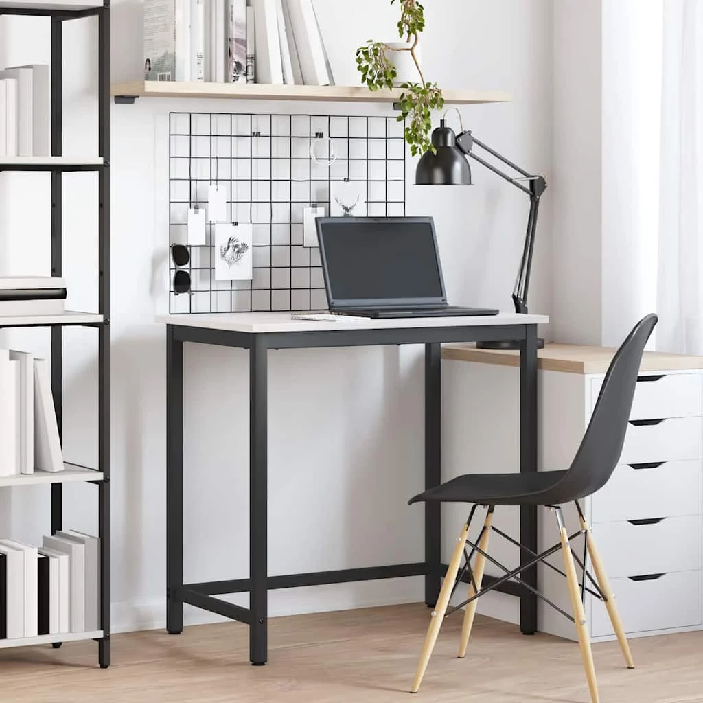 Table 80 x 50 x 77 cm blanc bois d'ingénierie – vue d’ensemble